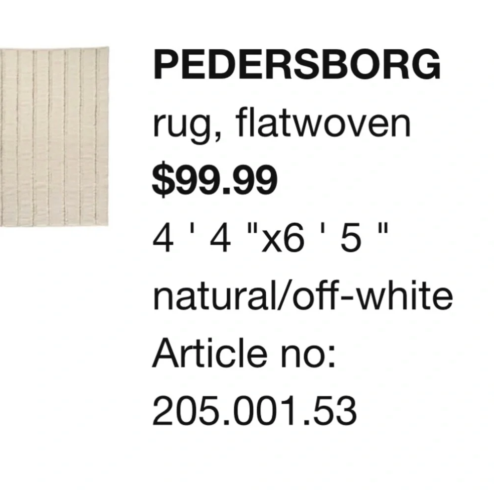 IKEA PEDERSBORG flat woven rug 4x 6